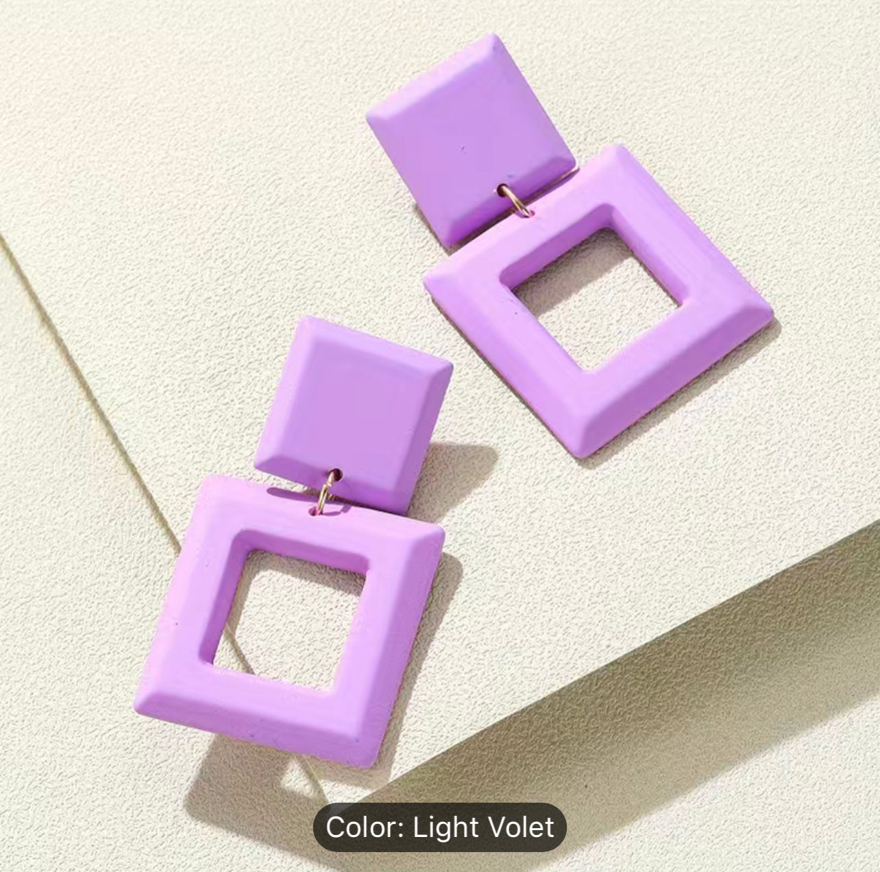 Square dangle earrings - Light Violet