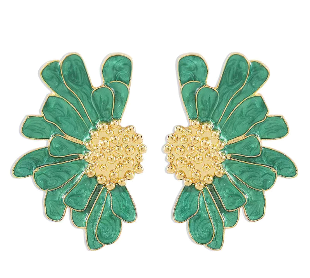 Half Flower studs - Green