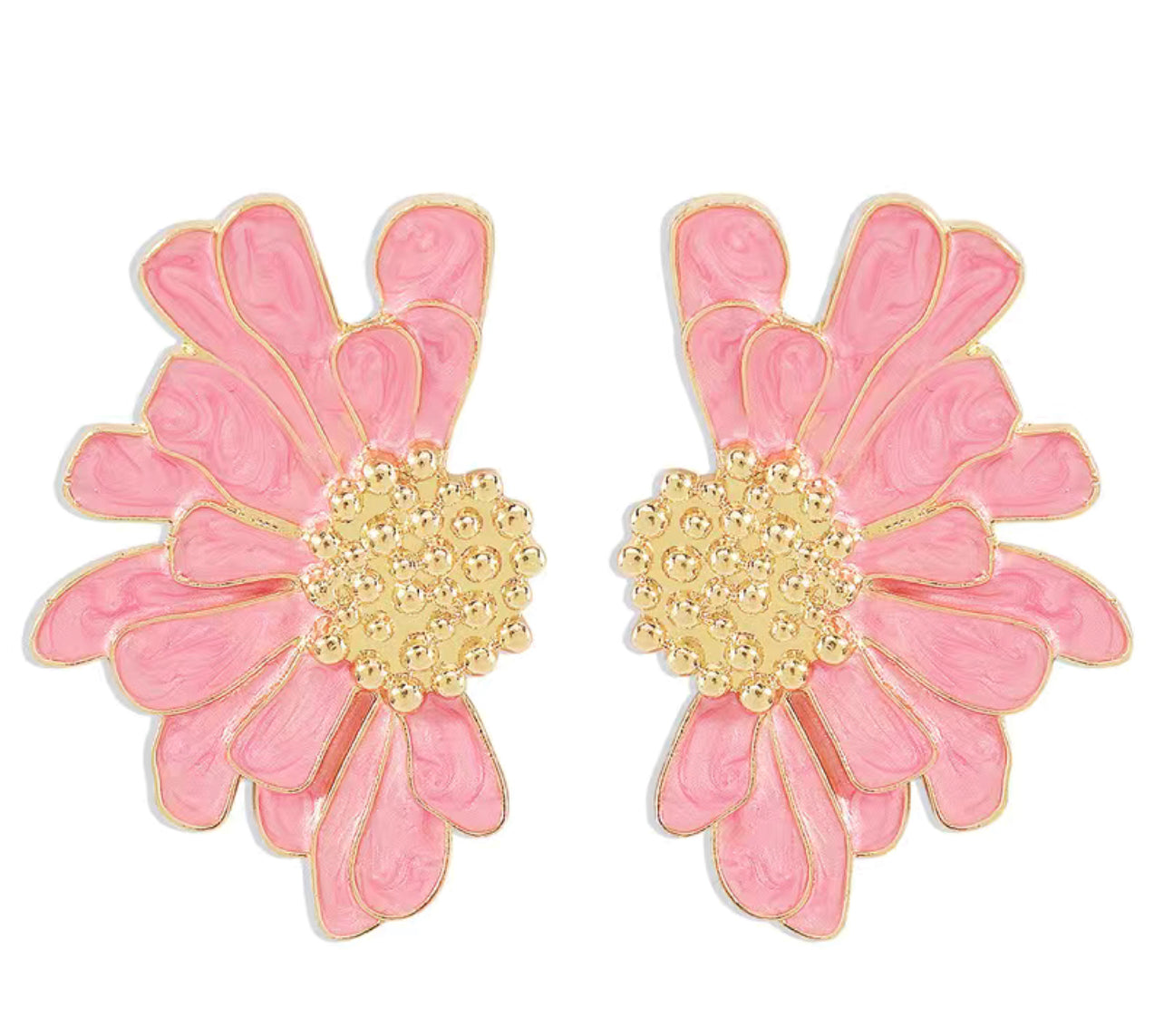 Half flower studs - Pink
