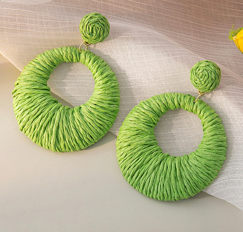Raffia Circle drop earrings -