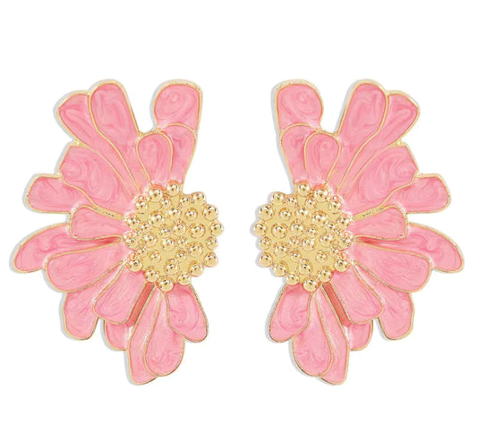 Half flower studs - Pink