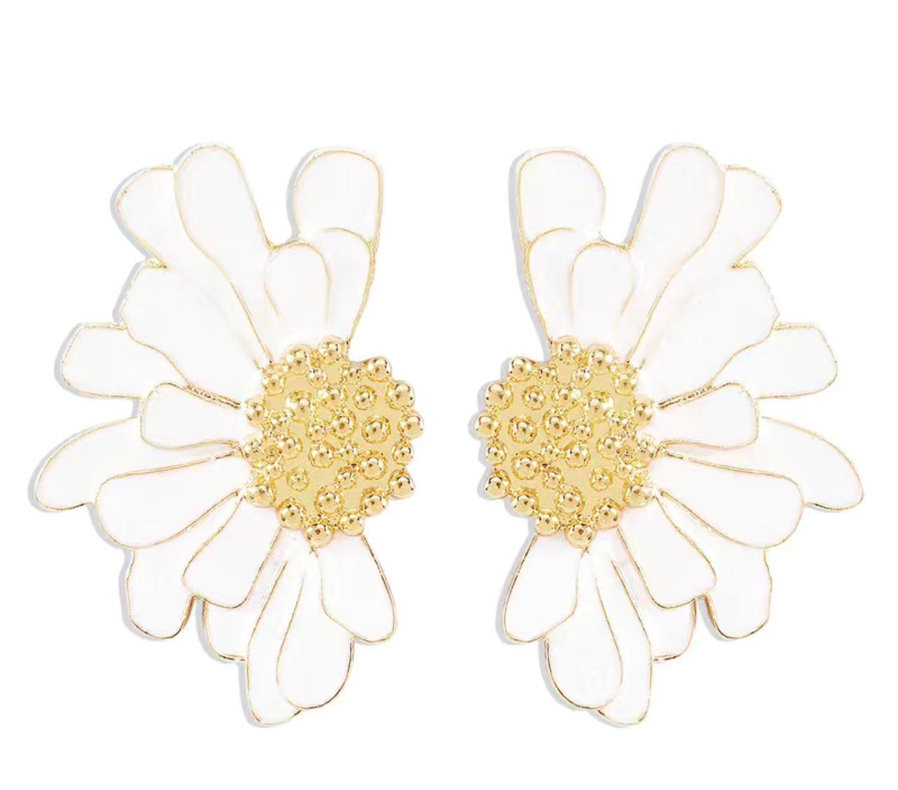 Half Flower studs - White