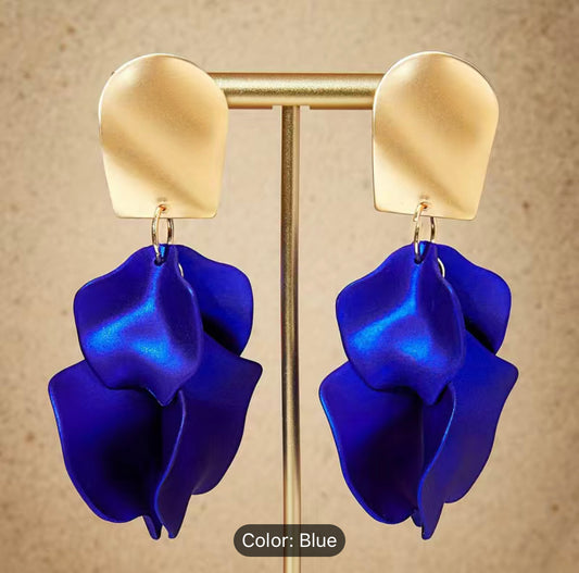 Petal drop stud earrings - Royal Blue