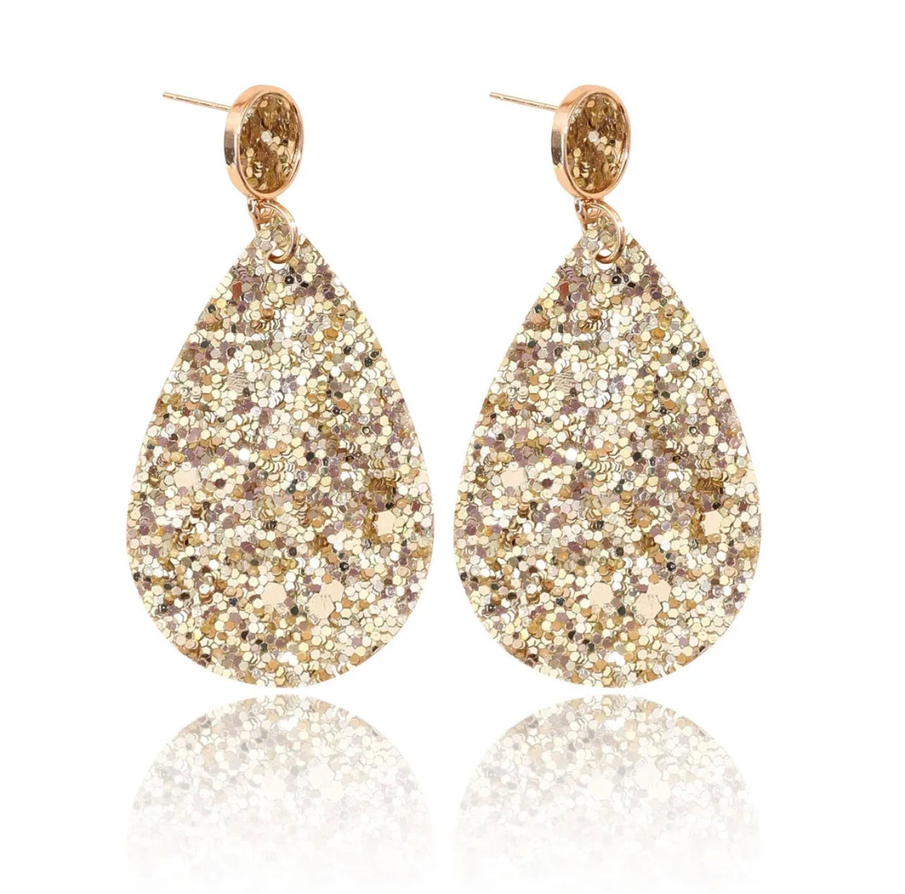 Glitter teardrop stud earrings - Gold