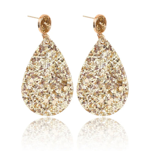 Glitter teardrop stud earrings - Gold